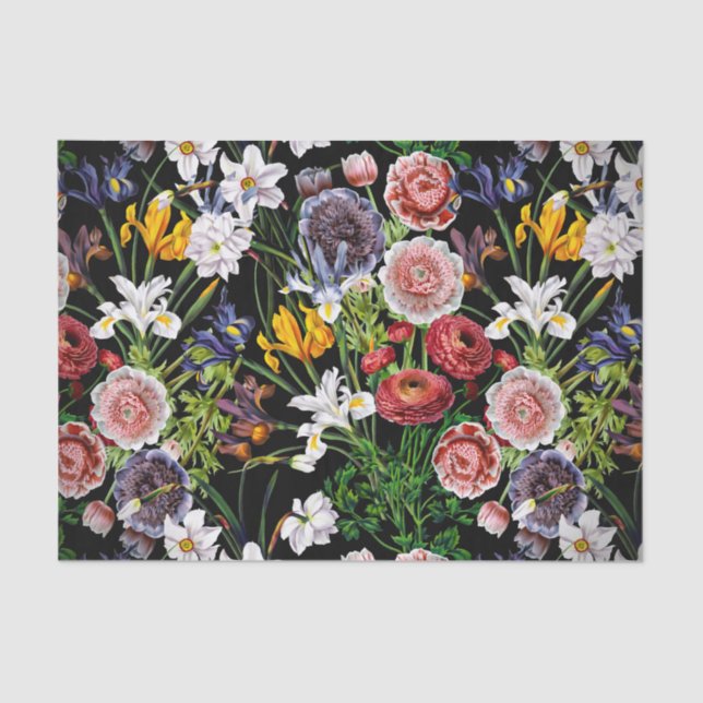 Vintage Spring Flower Pattern Tissue Paper (Front)