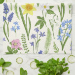 Vintage Spring flowers and Herbs  Kitchen Towel<br><div class="desc">Vintage Spring flowers and Herbs kitchen towel. From the delicate Narcissus to the lily of the valley,  hellebore,  snowdrop,  and crocus,  each flower is depicted in intricate detail,  creating a truly stunning image.</div>