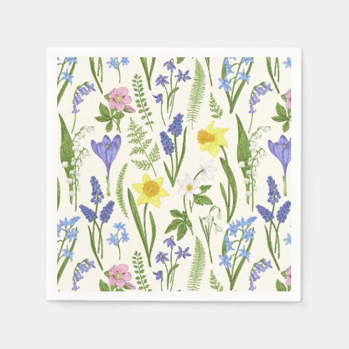 Vintage Spring flowers and Herbs  Napkins