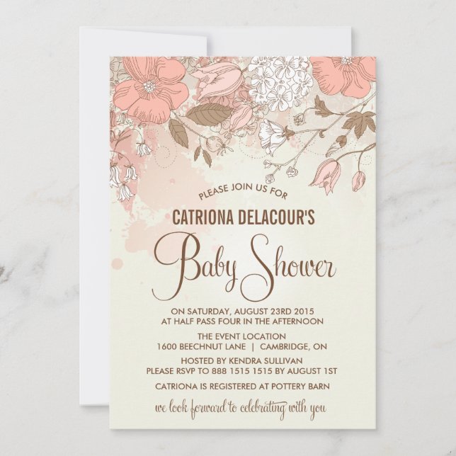 Vintage Spring Flowers Baby Shower Invitation (Front)