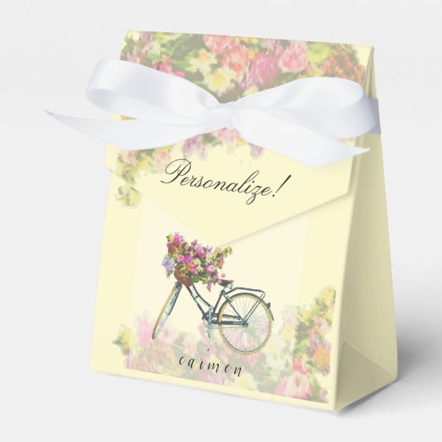 Vintage Spring Flowers Bike Favor Boxes (Front Side)