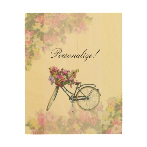 Vintage Spring Flowers Bike Wood Wall Decor