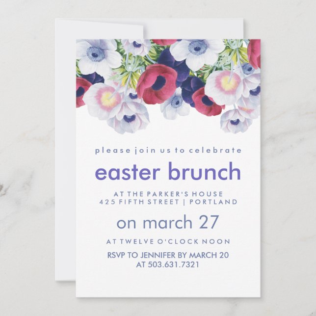 Vintage Spring Flowers Easter Brunch Invitation (Front)