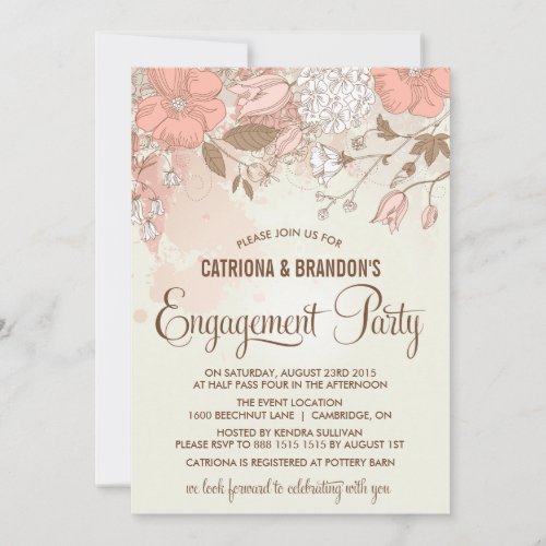 Vintage Spring Flowers Engagement Party Invitation