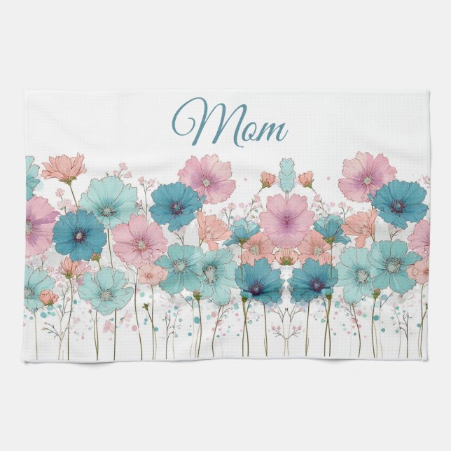 Vintage Spring Flowers for Mom Kitchen Towel (Horizontal)