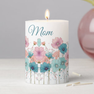 Vintage Spring Flowers for Mom Pillar Candle
