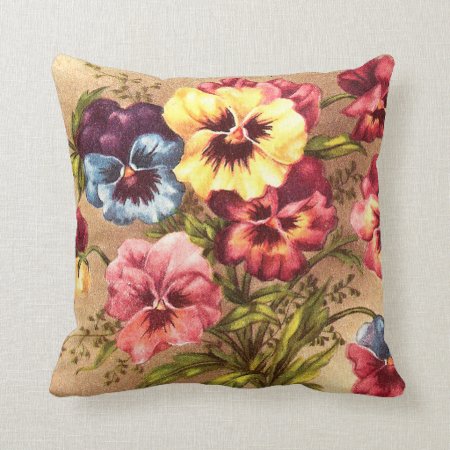 Vintage Spring Flowers Pillow