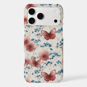 Vintage Spring Flowers & Pink Butterflies iPhone 17 Pro Max Case