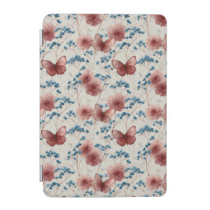 Vintage Spring Flowers & Pink Butterflies iPad Mini Cover