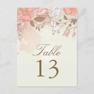 Vintage Spring Flowers Table Number Postcard