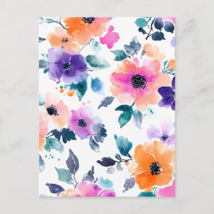 Vintage Spring Garden Watercolor Floral Holiday Postcard