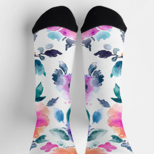 Vintage Spring Garden Watercolor Floral Socks