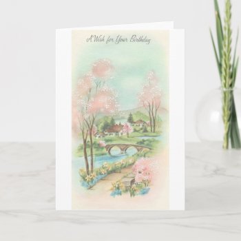 Vintage Spring Meadow Birthday Wish Card by Gypsify at Zazzle