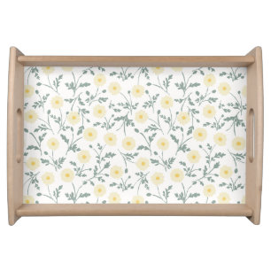 Vintage Spring Modern Farmhouse Daisy Pattern Serving Tray