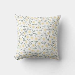 Vintage Spring Modern Farmhouse Daisy Pattern Throw Pillow