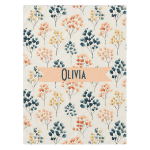 Vintage Spring Orange and Green Botanical Name Tablecloth