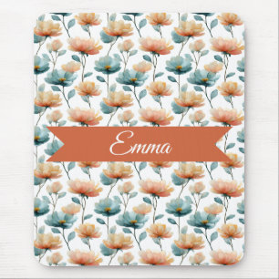 Vintage Spring Orange Flowers Personalized Mouse Pad