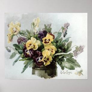 Vintage Spring Pansies Poster