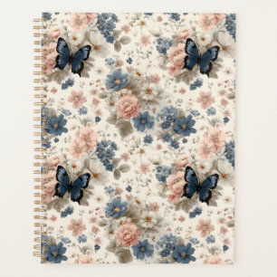 Vintage Spring Pink and Blue Florals & Butterfly Planner