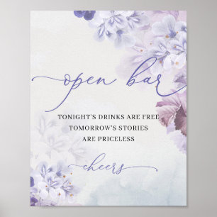 Vintage spring purple lilac dusty blue Open Bar Poster