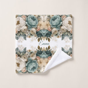 Vintage Spring Rose Garden Personalized Bath Towel Set