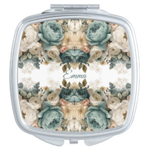 Vintage Spring Rose Garden Personalized Compact Mirror