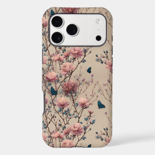 Vintage Spring Roses with Blue Butterflies iPhone 17 Pro Max Case