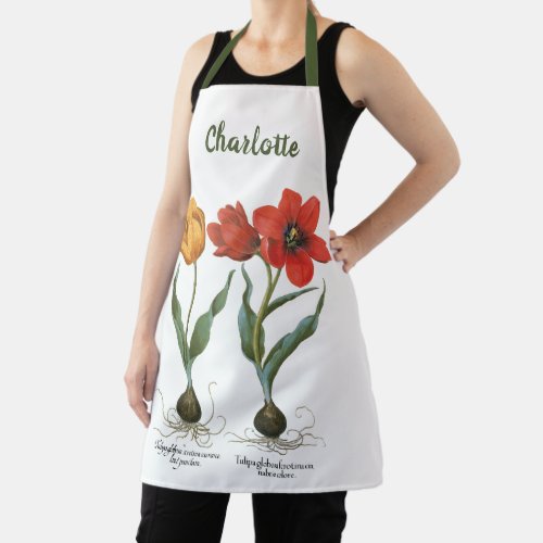 Vintage Spring Tulip Flowers by Basilius Besler Apron