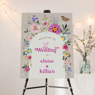 Vintage Spring Wildflower Meadow Wedding Welcome Foam Board