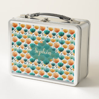 Vintage Spring Yellow and Green Floral Metal Lunch Box