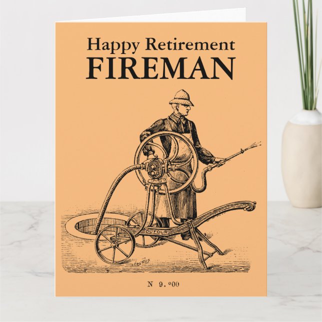 Vintage Sprinkler Happy Retirement Fireman L card (Front)