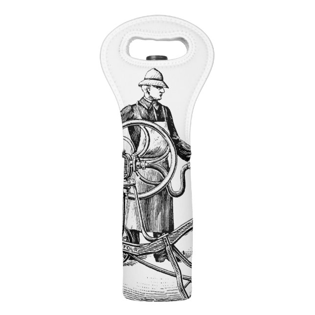 Vintage Sprinkler Retirement Fireman Wine Bag (Back)