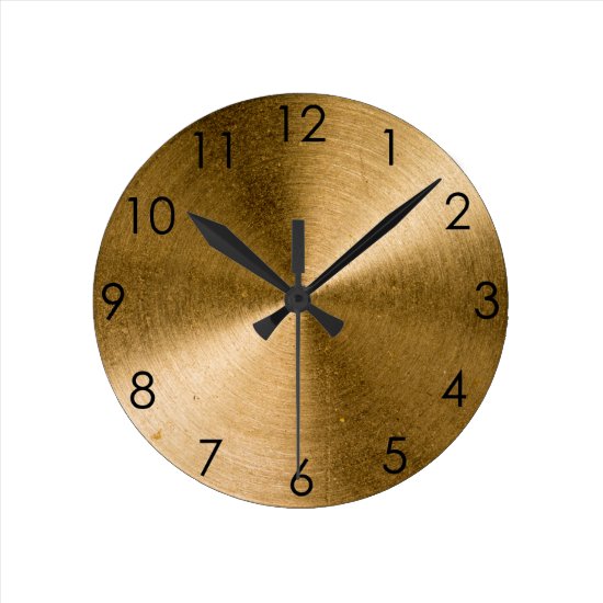 Vintage Spun Brass gold metallic metal Round Clock