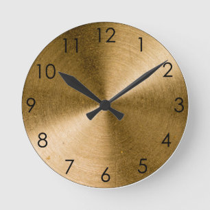 Vintage Spun Brass gold metallic metal Round Clock