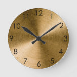 Vintage Spun Brass Gold Metallic Round Clock at Zazzle
