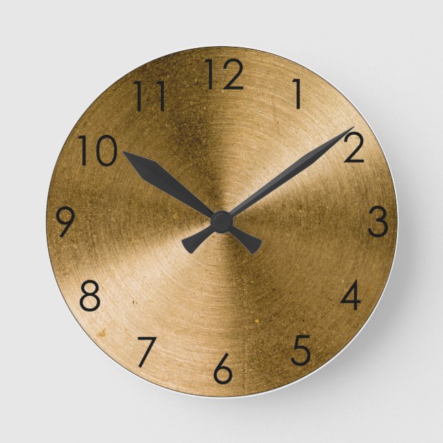 Vintage Spun Brass gold metallic Round Clock (Front)