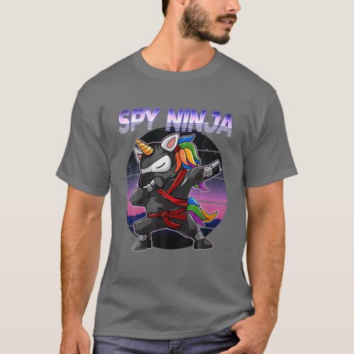 Vintage Spy Unicorn Rainbow Gamer Boy Girl Kids Sp T_Shirt