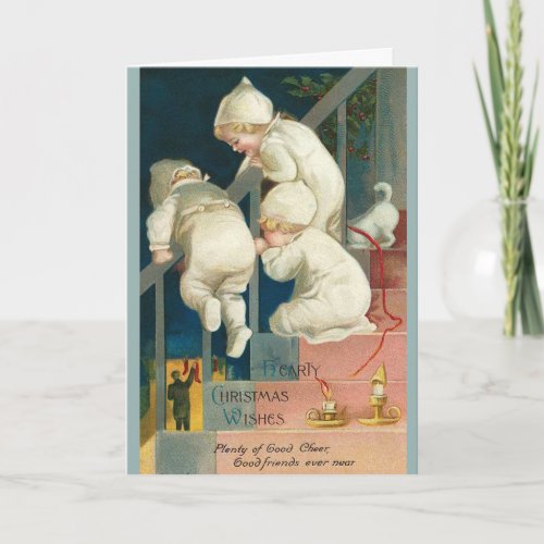 Vintage Spying Kids Christmas Card