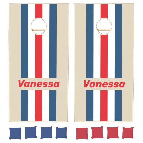 Vintage Squadron Pin Striped with Name Cornhole Set