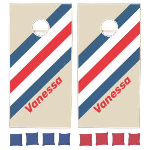 Vintage Squadron Striped with Name Cornhole Set