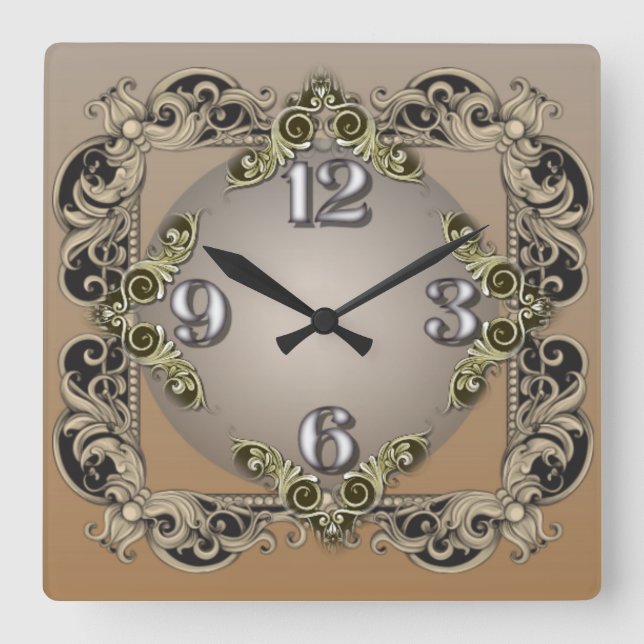 Vintage Square Wall Clock (Front)