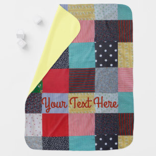 vintage squares of colorful patchwork receiving blanket