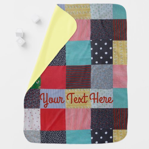 vintage squares of colorful patchwork receiving blanket