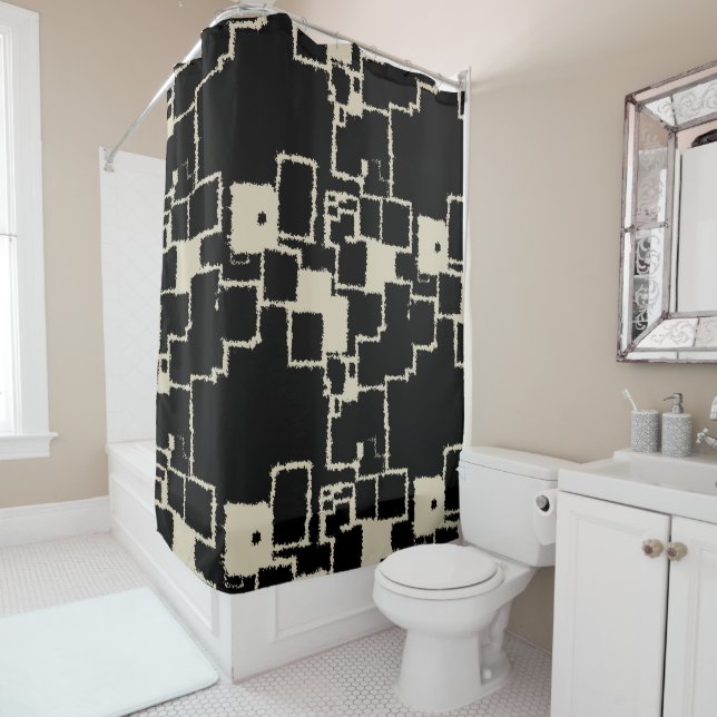 Vintage Squares  Shower Curtain (In Situ)
