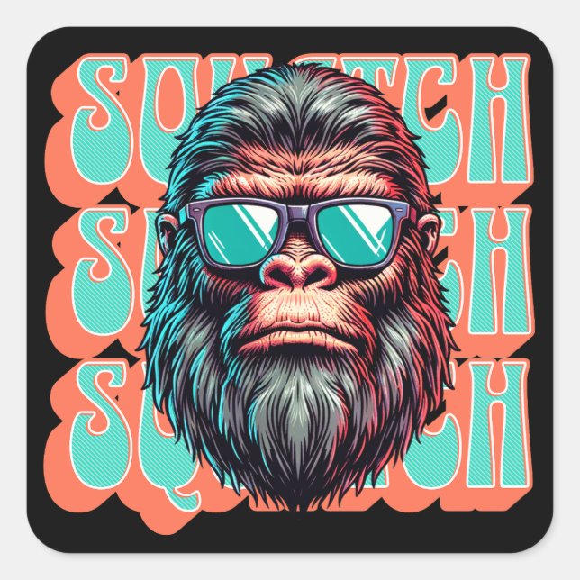 Vintage Squatch Retro Style Comic Pop Art Square Sticker (Front)
