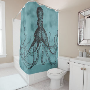Vintage Squid Dappled YOU CHANGE COLOR Shower Curtain