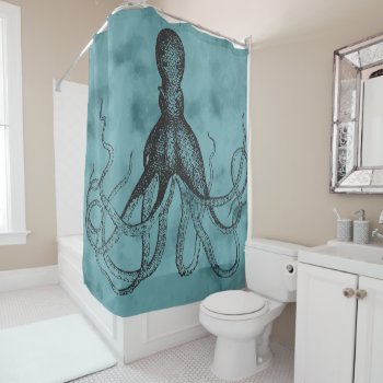 Vintage Squid Dappled You Change Color Shower Curtain by UTeezSF at Zazzle
