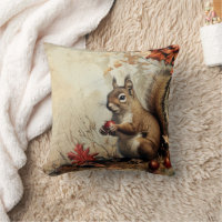 Vintage Squirrel and Acorns in Autumn