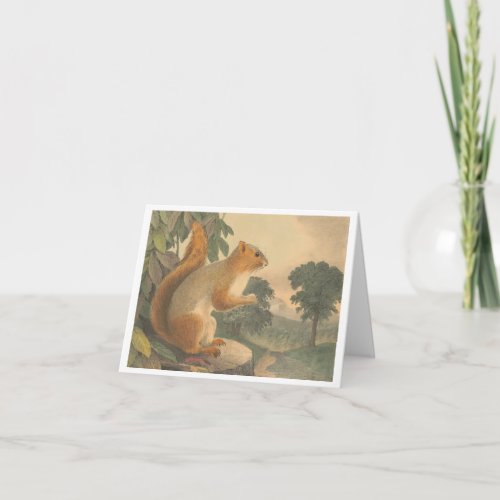 Vintage Squirrel Lithograph Blank Folded Card
