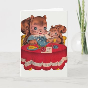 Vintage Squirrel Mother's Day Greeting Card by RetroMagicShop at Zazzle